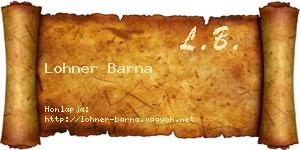 Lohner Barna névjegykártya